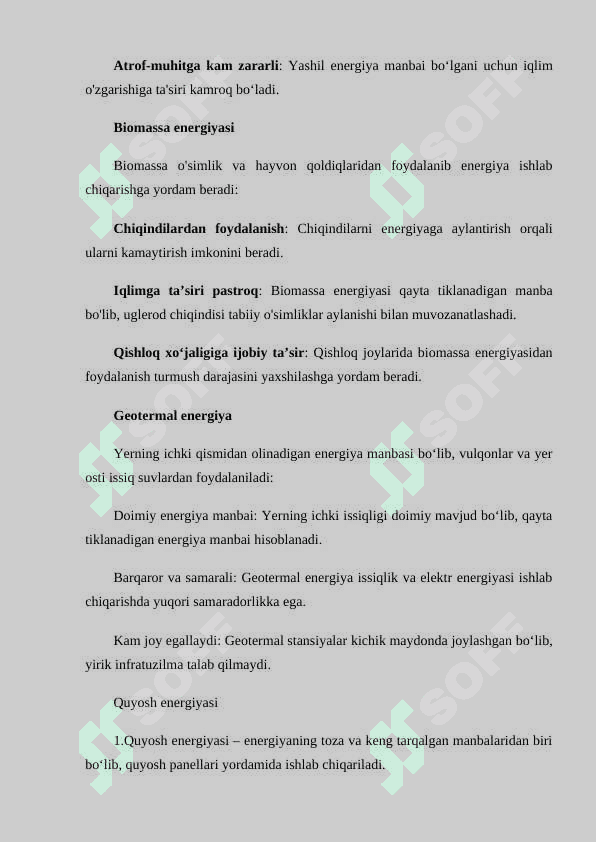 EKOLOGIYA VA ATROF-MUHIT MUHOFAZASI: QAYTA TIKLANADIGAN MANBALAR VA ULARNING AFZALLIKLARI. 4