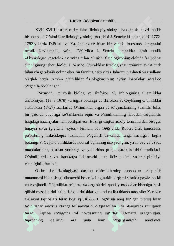 O’simliklarning mineral oziqlanishi. 4
