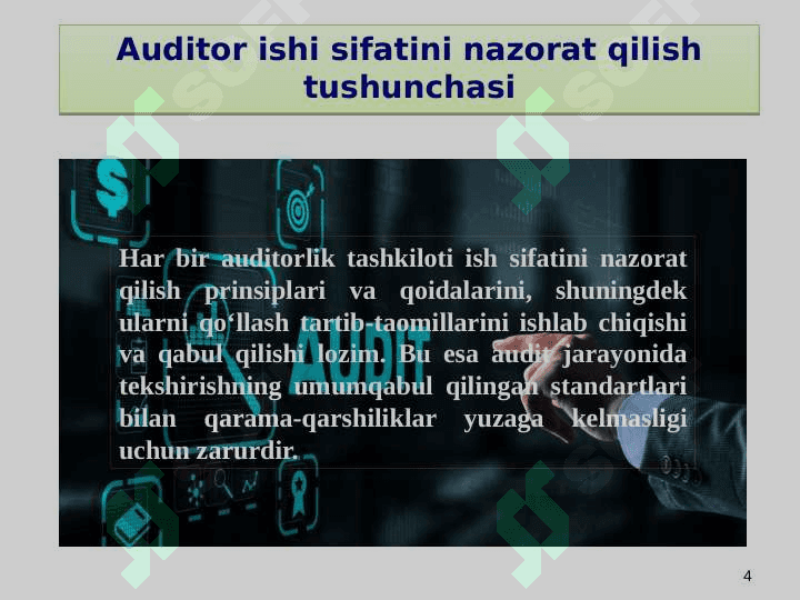 Auditorlik tekshiruvlari ish sifatini nazorat qilish yo’llari 4
