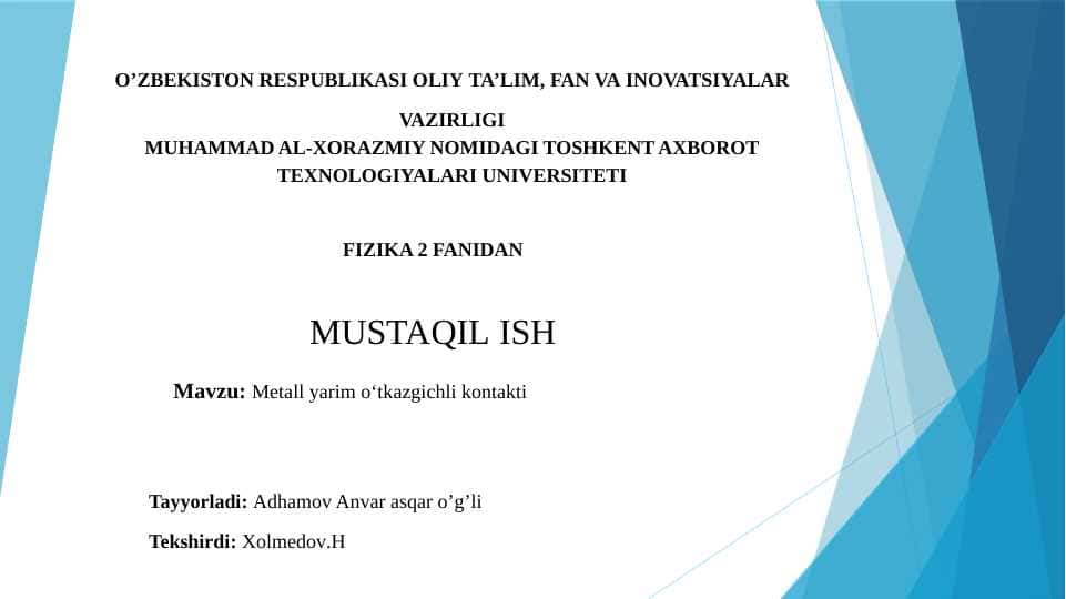 Metall yarim o‘tkazgichli kontakti