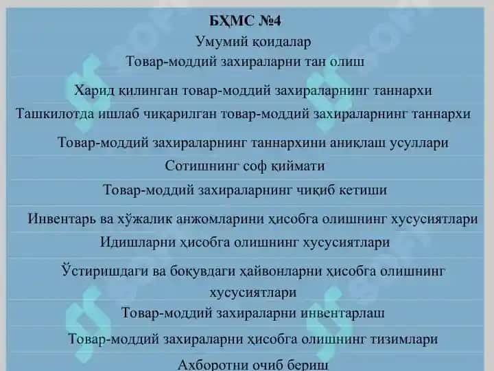 Tovar-moddiy zaxiralar tannarxi 3