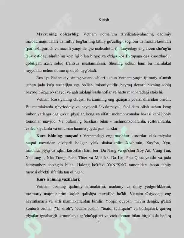VETNAM DAVLATI TURIZMINING O'ZIGA XOSLIGI 2