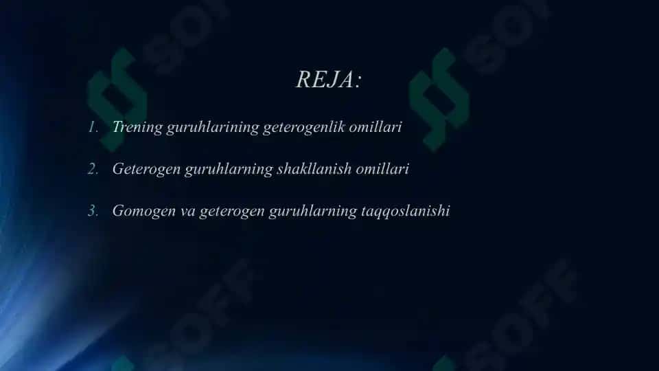 TRENING GURUHLARINING GETEROGENLIGI 2