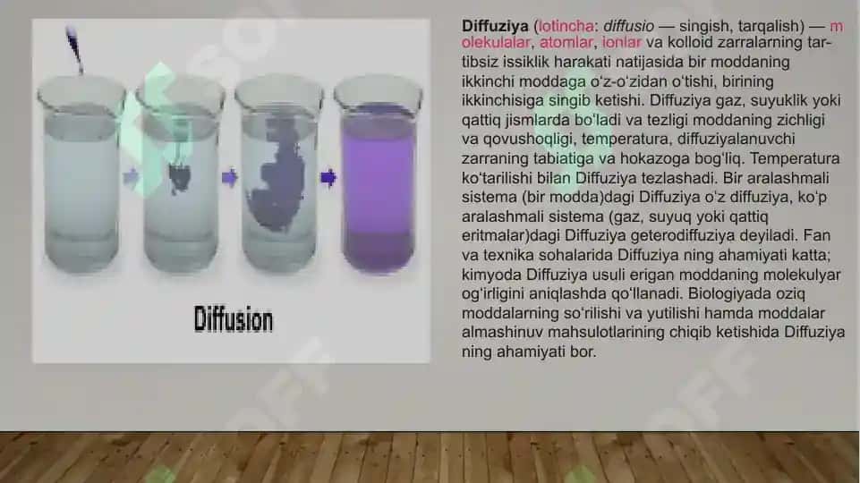 Diffuziya va osmos xodisasi haqida slayd 2