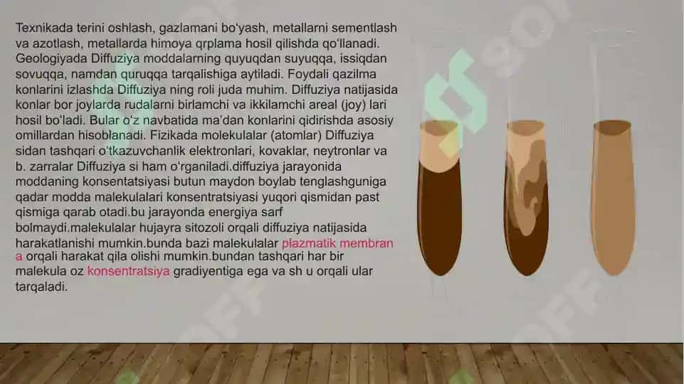 Diffuziya va osmos xodisasi haqida slayd 3