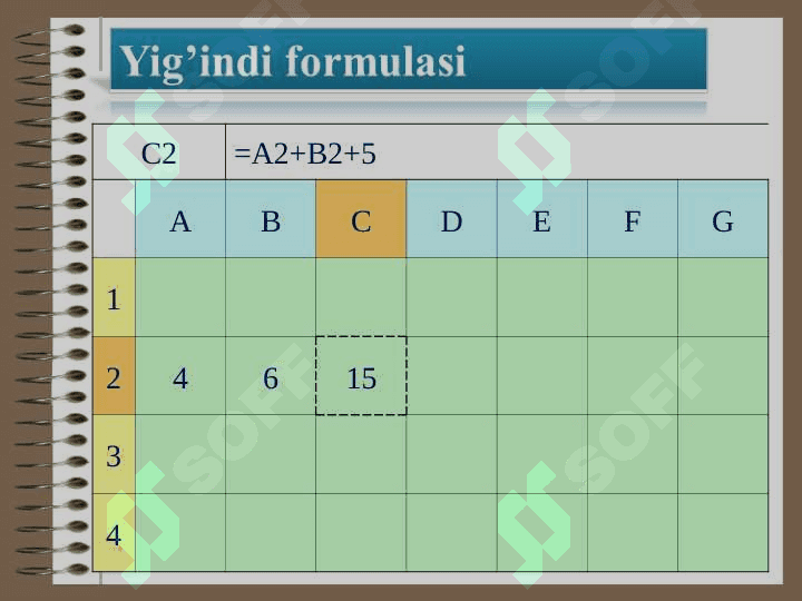 Ms Excel dasturida formula va funksiyalar bilan ishlash 3