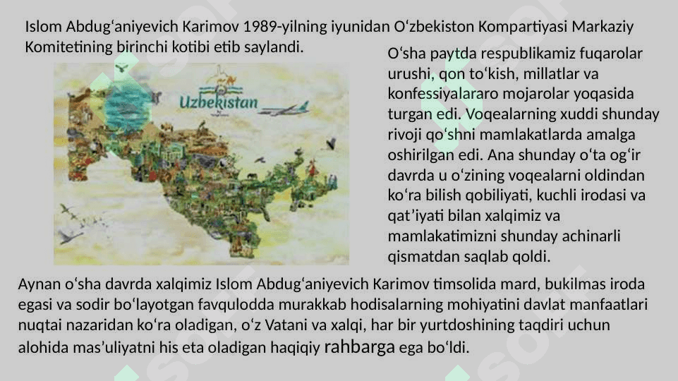 ISLOM ABDUG'ANIYEVICH KARIMOVNING O'ZBEKISTON PREZIDENTI ETIB SAYLANISHI 4