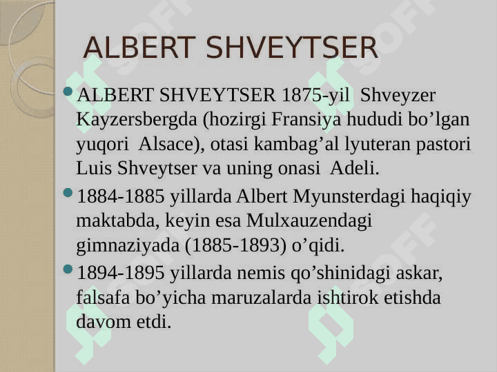 BIOETIKANING SHAKLLANISHIDA  A.SHVEYTSERNING FAOLIYATI VA ILMIY ISHLARINING AHAMIYATI 3