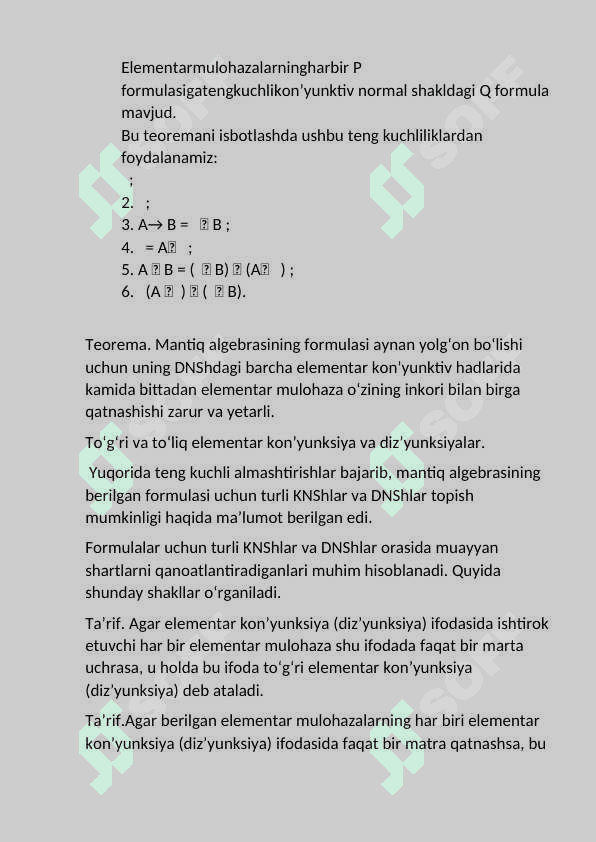 Normal formulaga keltirish haqida teorema va Aksiomalar 5