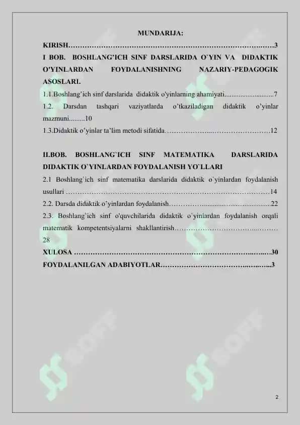 “Boshlangʻich sinf matematika darslarida didaktik o'yinlardan foydalanish metodikasi” 2