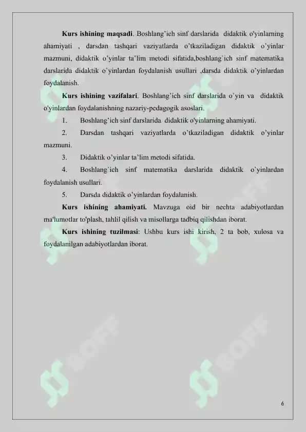 “Boshlangʻich sinf matematika darslarida didaktik o'yinlardan foydalanish metodikasi” 6