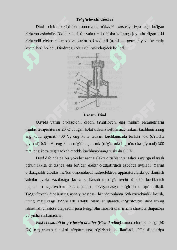 To'g'irlovchi diodlar 2