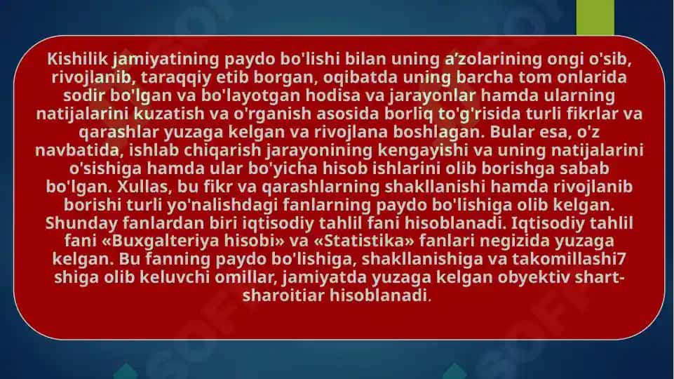 Tahlil fanining shakllanishi 6