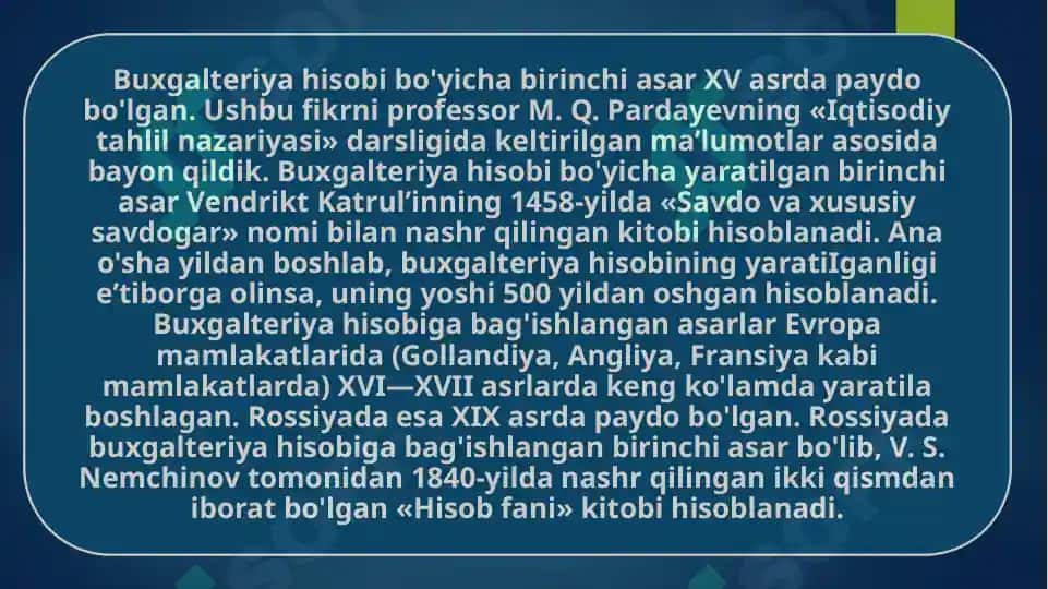 Tahlil fanining shakllanishi 8