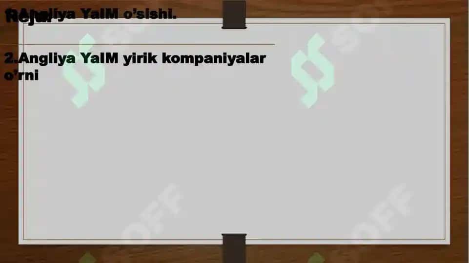 Angliya davlatining YaIM haqida 2