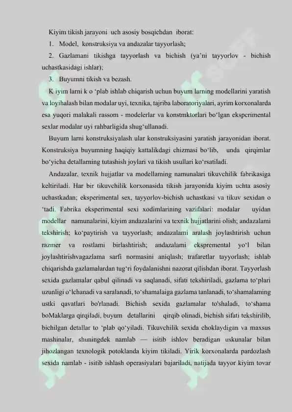 "Qo’l choklari. Qo’l choklaridan namunalar tikish. Qo’l choklaridan namunalar tayyorlash" mavzusini o’qitish metodikasi 6