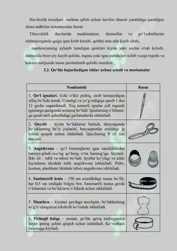 "Qo’l choklari. Qo’l choklaridan namunalar tikish. Qo’l choklaridan namunalar tayyorlash" mavzusini o’qitish metodikasi 8