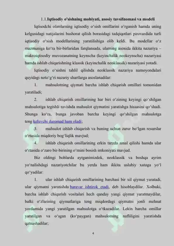 Iqtisodiy osishning neoklassik modellari. 4