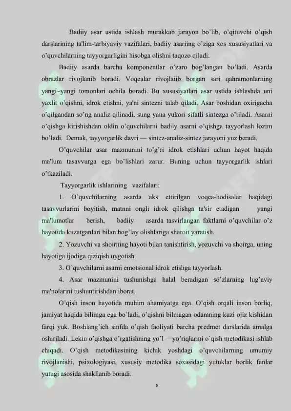 O‘QISH DARSLARIDA SHE’R O‘QISH USLUBIYATI (3-SINF) 8