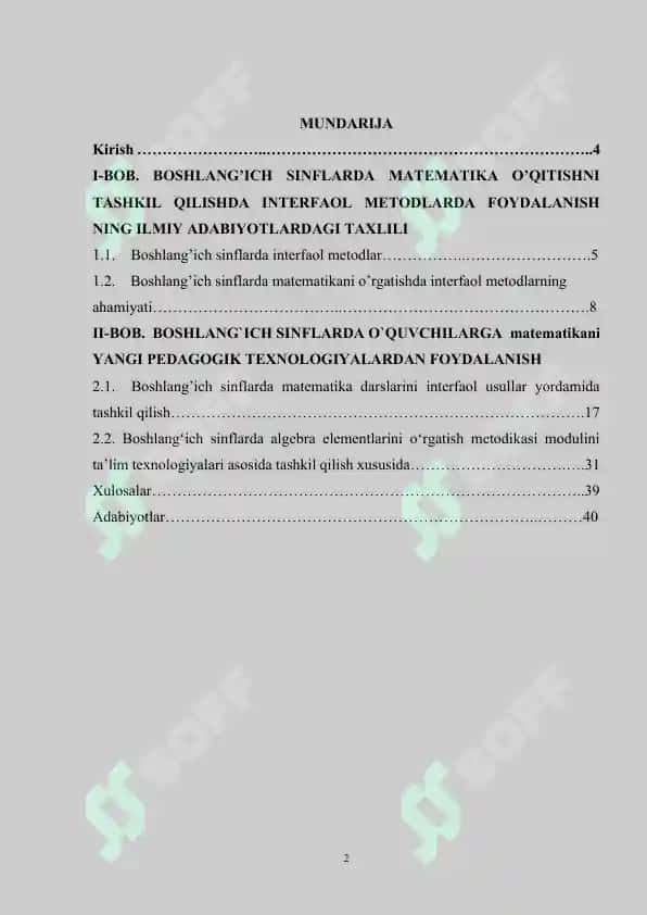 Boshlang'ich sinflarda matematika o'qitishni tashkil qilishda interfaol metodlarda foydalanish 2