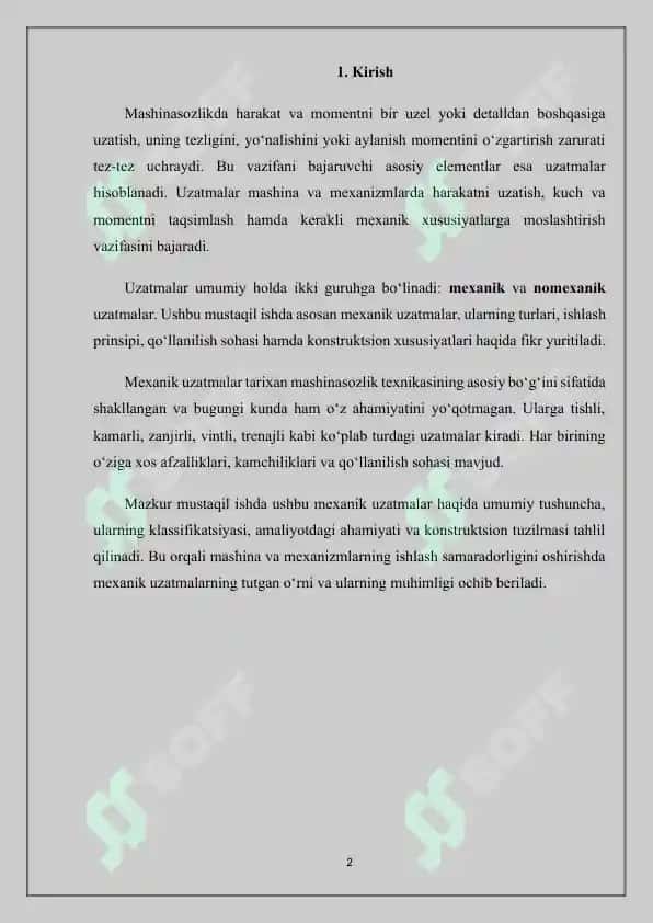 Mexanik uzatmalar haqida umumiy ma'lumot 2