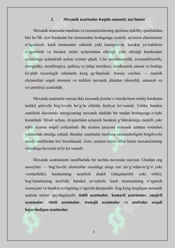 Mexanik uzatmalar haqida umumiy ma'lumot 3