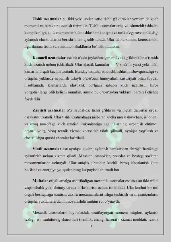 Mexanik uzatmalar haqida umumiy ma'lumot 4