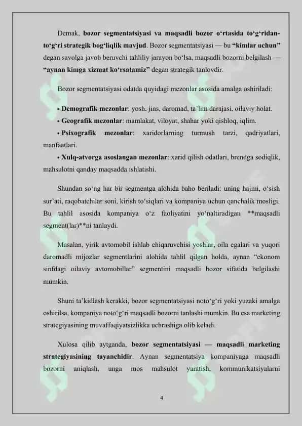 Maqsadli bozorlarni belgilash 4