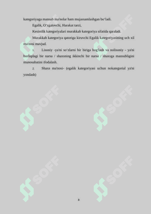 Oʻzbek tilshunosligida egalik kategoriyasining oʻrganilishi 8