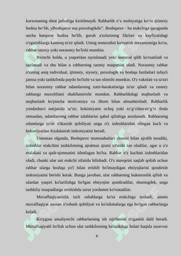 Rahbar madaniyati va boshqaruv usullari 8