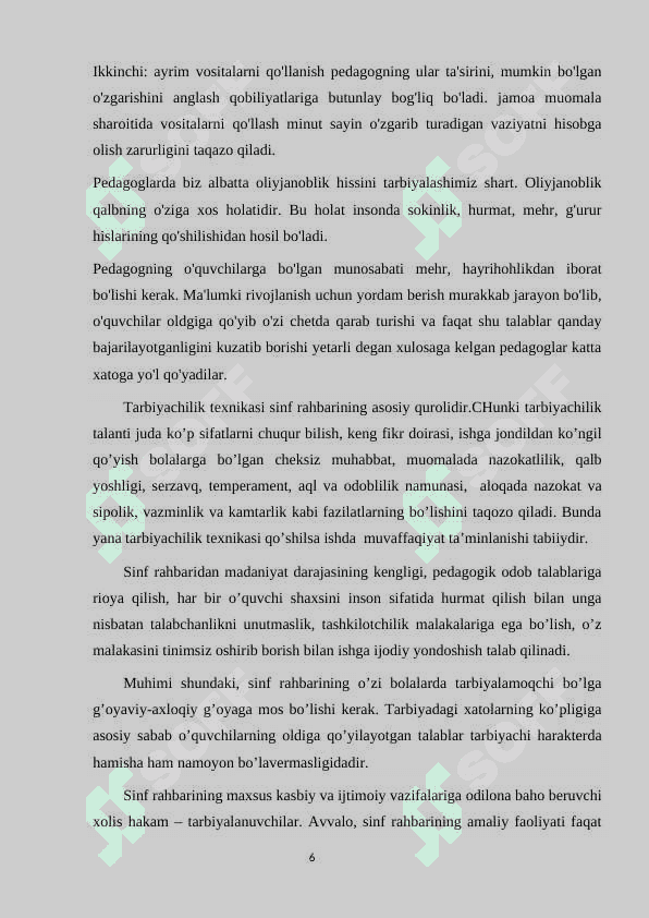 Sinf rahbarining tashkilotchilik faoliyati 6
