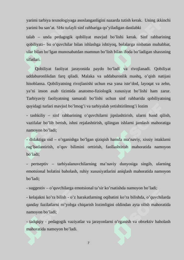 Sinf rahbarining tashkilotchilik faoliyati 7