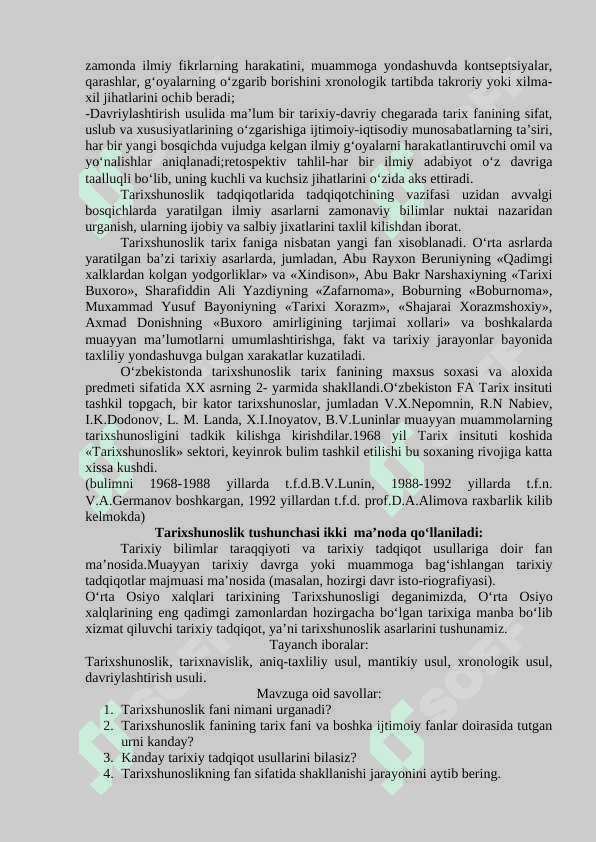 Tarixshunoslik fanining predmeti maqsadi va vazifalari 2