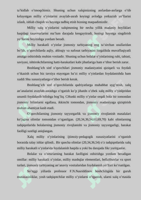 TARBIYAVIY ISHLAR VA MILLIY HARAKATLI  O`YINLAR. 7