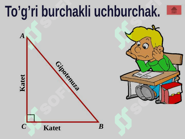 To'g'ri burchakli uchburchak xossalari. 2