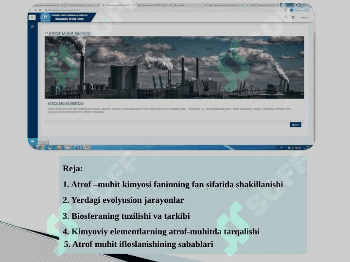 Atrof-muhit kimyosi fanining maqsadi va vazifalari 2