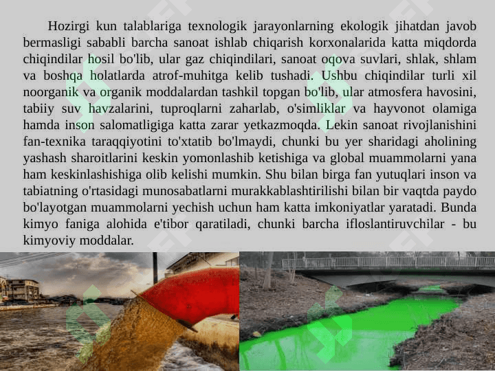 Atrof-muhit kimyosi fanining maqsadi va vazifalari 5