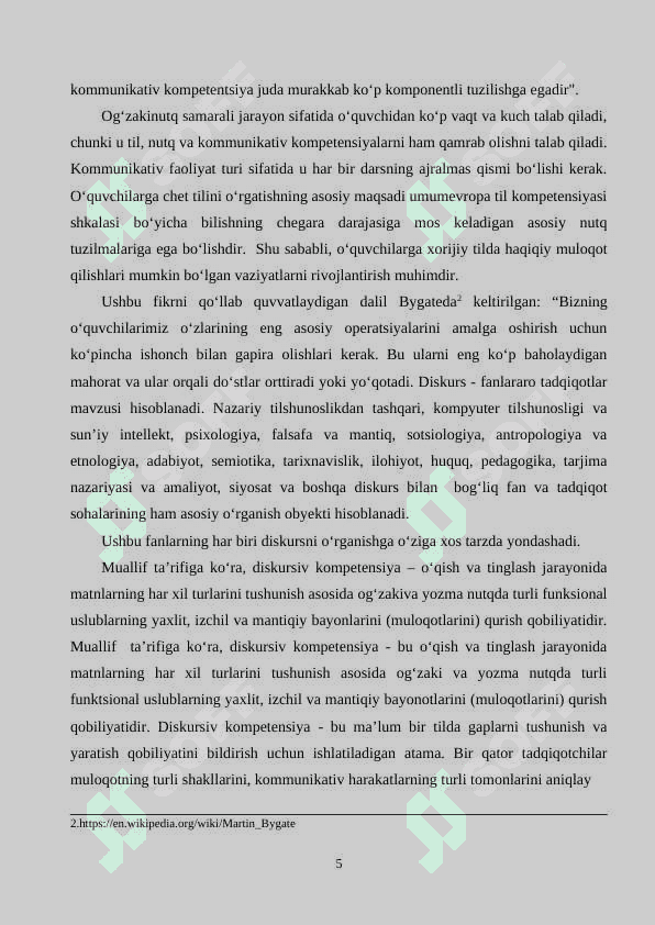Umumta’lim maktabi о‘quvchilarining diskurs kompetentsiyasini rivojlantirishda ta’lim texnologiyalarning ahamiyati. (A2 Darajadagi о‘quvchilar misolida) 5