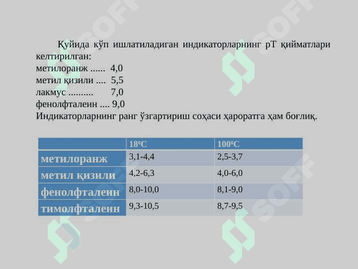 Кислота - асос титрлаш усули, ОКСИДЛАНИШ ВА ҚАЙТАРИЛИШ МЕТОДЛАРИДА МУВОЗАНАТ 6