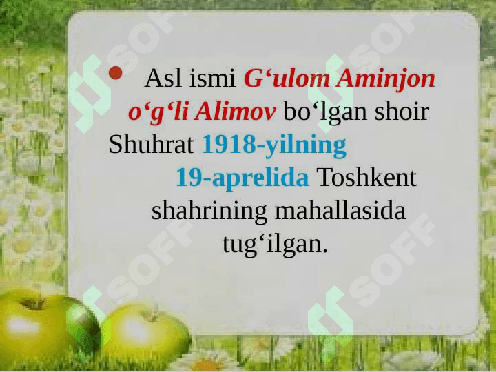 Shuhrat hayoti va ijodi haqida umumiy tasanif 3