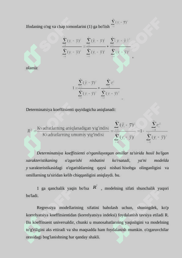 Regressiya tenglamasining sifatini baholash 3