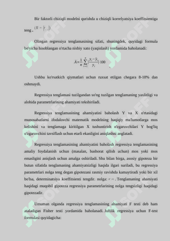 Regressiya tenglamasining sifatini baholash 4