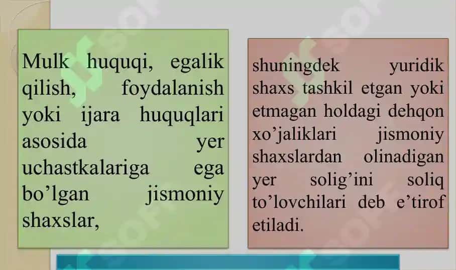 Jismoniy shaxslardan olinadigan yer solig’i 6