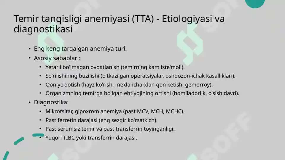 Anemiya sindromini ratsional davolashga klinik-farmakologik yondoshuv 8