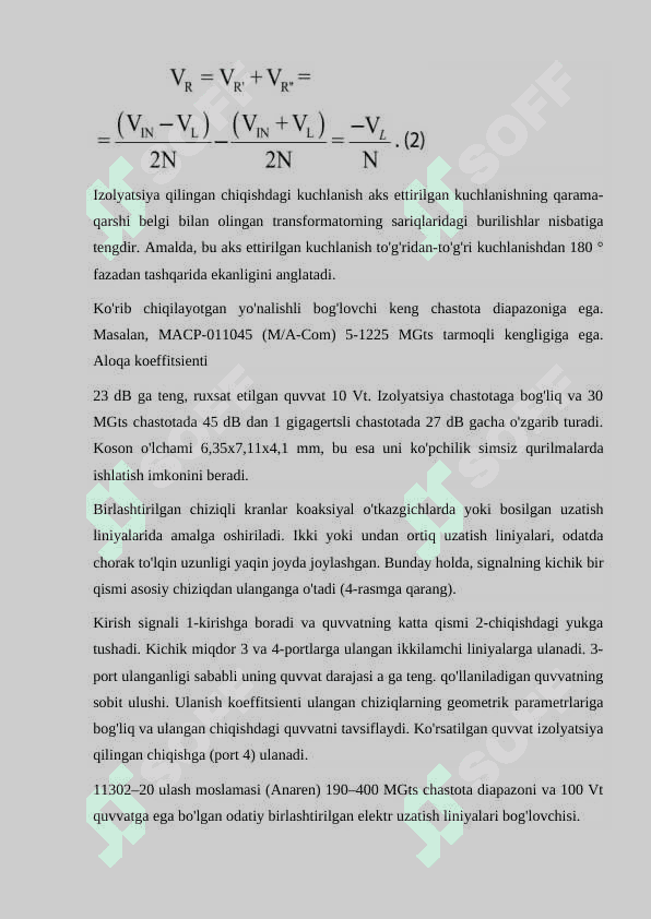 Yo'nalishli bog'lovchi, uning parametrlari 6