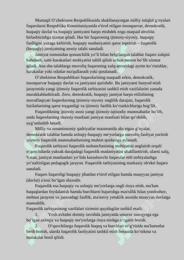 Fuqorolik tarbiyasi o’quvchilarning yuksalish ma’naviy va axloqiy tarbiyasi . 2