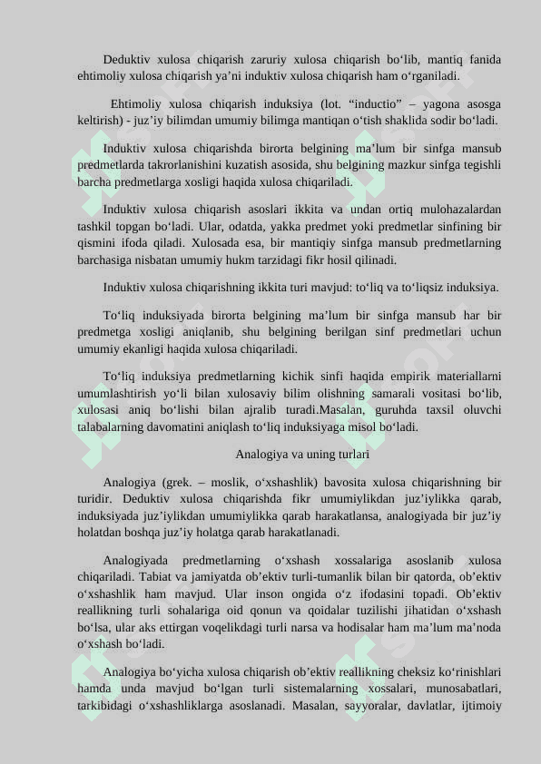 Deduktiv xulosa  chiqarish va uning turlari 5