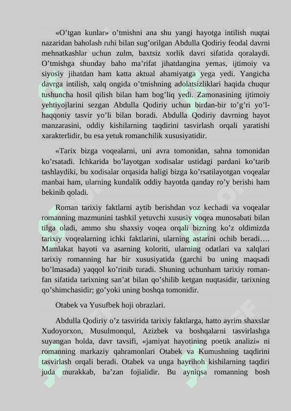 Abdulla Qodiriyning O’tgan kunlar asari 2