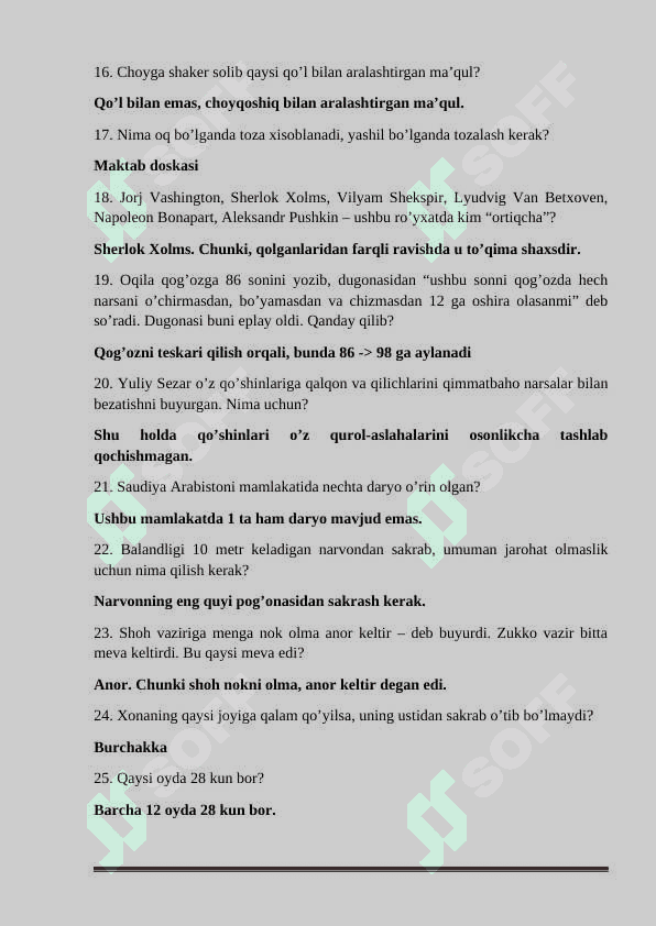 Mantiqiy savollar. Eng qiziq 100 tasi. 3