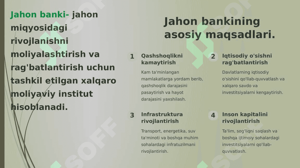 Jahon bankining faoliyati vazifalari. 4